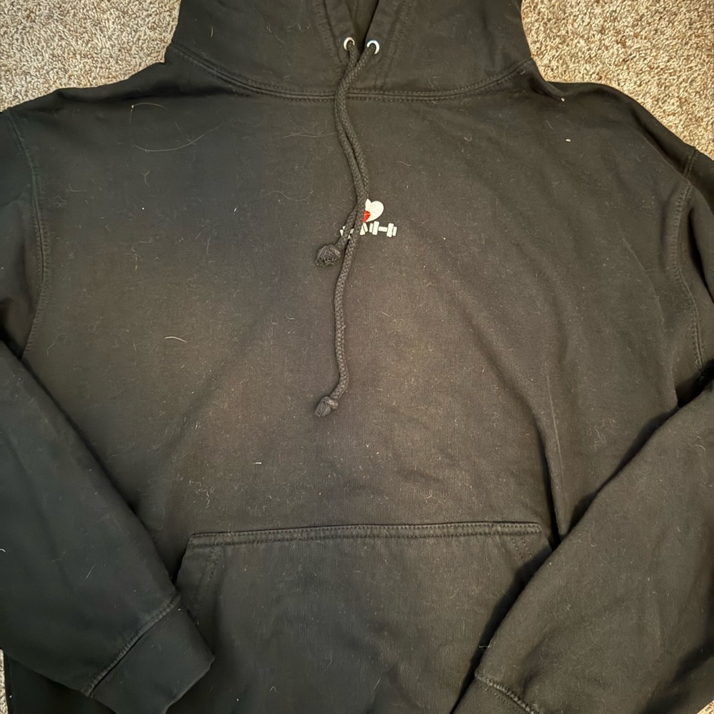 Black Hoodie with Embroidered Detail